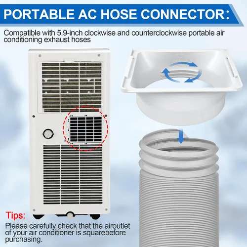Vista 2 de Acoplador portátil de manguera de escape de aire acondicionado de 5.9 pulgadas, manguera de escape de CA portátil de 6 x 7 pulgadas, acoplador