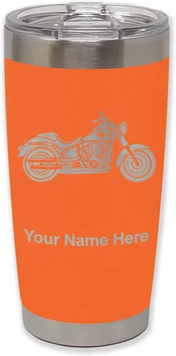 Vista 26 de LaserGram Vaso personalizado de 20 onzas, motocicleta (negro) Regalo grabado para motociclistas, acero inoxidable aislado al vacío, grabado