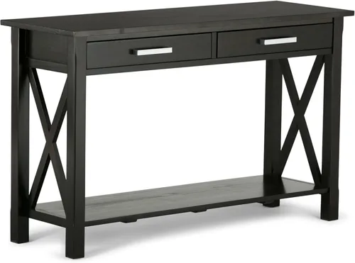 Vista 19 de SIMPLIHOME Kitchener - Mesa auxiliar cuadrada de madera maciza de 21 pulgadas de ancho, color marrón Contemporary accent table with X-design, a