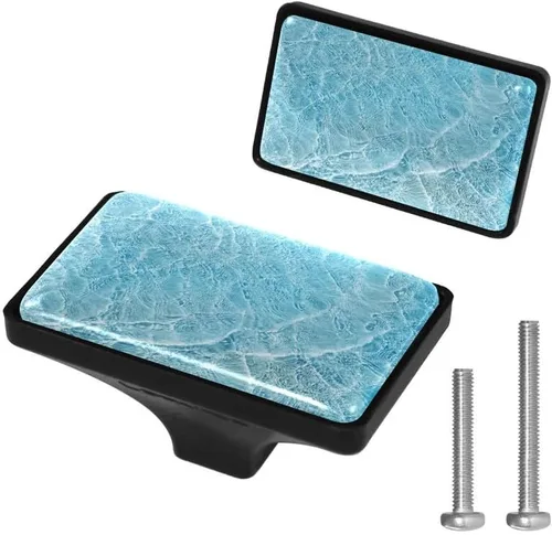 Vista 19 de LORVIES Paquete de 4 pomos decorativos florales de 1.65 pulgadas para gabinete, rectángulo de vidrio ABS con un solo agujero, tiradores de puerta