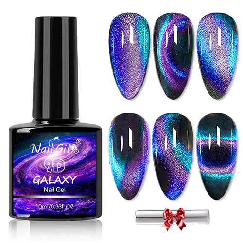 Vista 10 de NAILGIL Cat Eye Gel Nail Polish, Hema Free 9D Cat Eye Gel Polish -SetA 9D Set-A Galaxy
