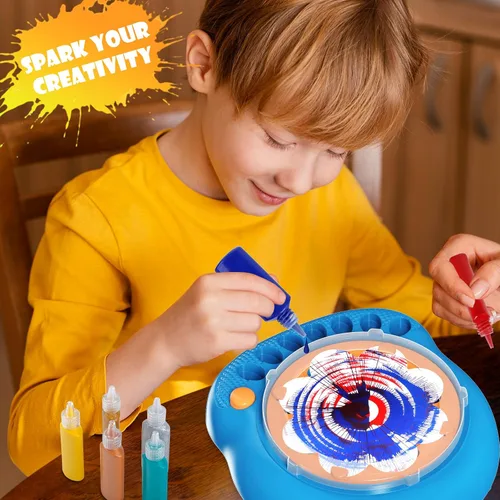 Vista 2 de Kit de máquina de arte giratorio de pintura para niños, artes y manualidades, juegos de juguetes giratorios para niños y niñas de 6, 7, 8, 9 años