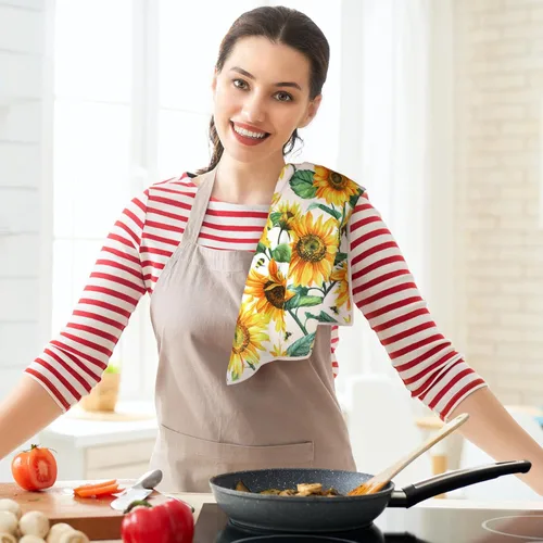 Vista 6 de Geyoga 6 Piezas Toallas de Cocina de Girasol Toallas de Platos Absorbentes Paños de Té Decorativos para Cocina de Verano Baño Decoración del Hogar
