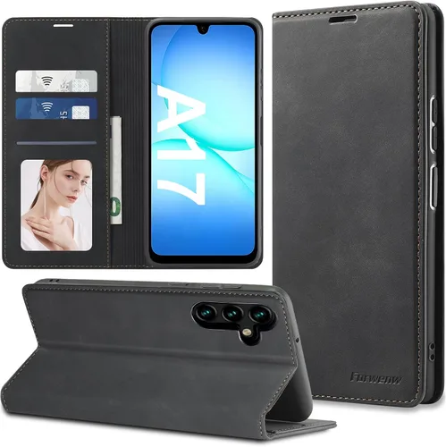 Vista 48 de Funda de piel con tapa para Samsung Galaxy Z Flip 3, con protección de bisagra, delgada y magnética tipo cartera [1 tarjetero], funda protectora a