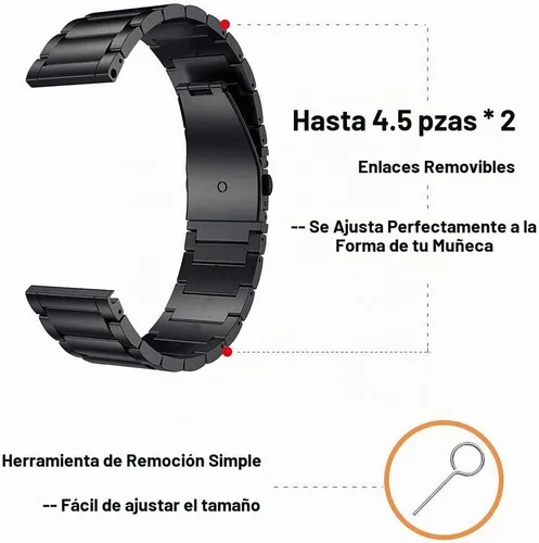 Vista 6 de Correas de reloj de 0.866 in compatibles con Fossil Gen 6/5/4, pulsera de metal sólido y correa de bucle milanesa tejida de malla Negro+Negro