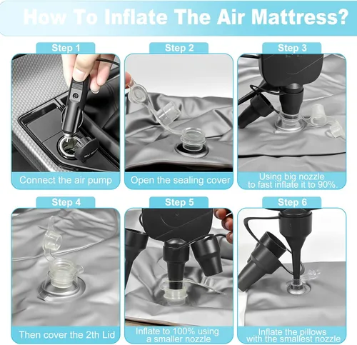Vista 7 de SUV Air Mattress, Inflatable Car Mattress Full Size Airbed for Trunk Black