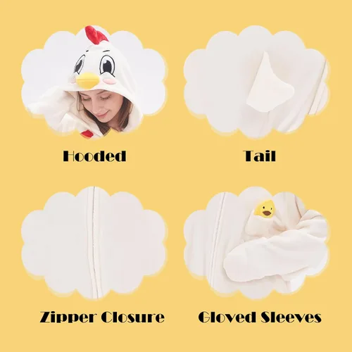 Vista 6 de NEWCOSPLAY Unisex Adult Onesie Pajamas Animal One Piece Costume Cosplay Sleepwear