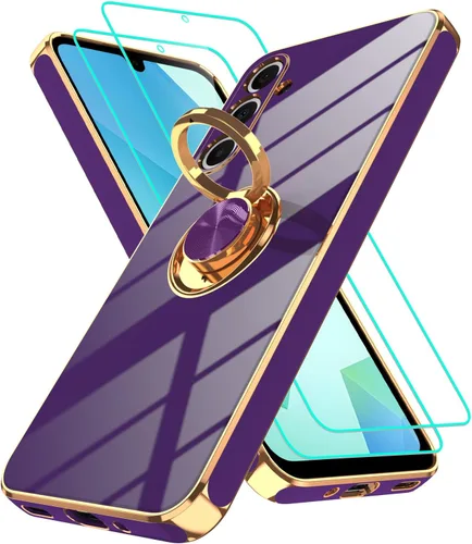 Vista 201 de Funda para Motorola Moto G 5G 2024: Funda Moto G Play 5G 2024 con 2 piezas de protectores de pantalla, soporte de anillo de rotación de 360°