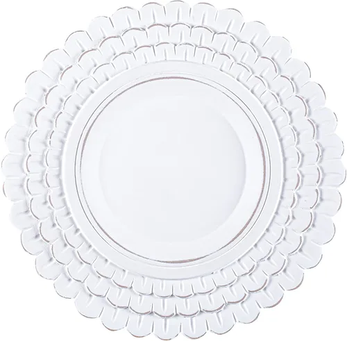Vista 7 de Juego de 2 platos de madera blanca, elegantes manteles individuales de diseño festoneado para decoración de mesa de comedor, reuniones familiares