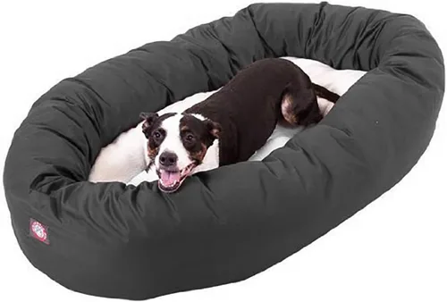 Vista 18 de Cama para perros Bagel de 40 pulgadas negra y Sherpa de Majestic Pet Products Negro