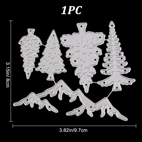 Vista 2 de CRASPIRE Plantillas de corte de metal para árbol de Navidad, plantillas de corte de bosque de montaña, plantas de pino, troqueles de corte de Feliz