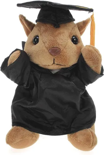 Vista 8 de Plushland Juguetes de peluche de ardilla, regalos para el día de graduación, texto personalizado, nombre o logotipo de tu escuela en el vestido, lo