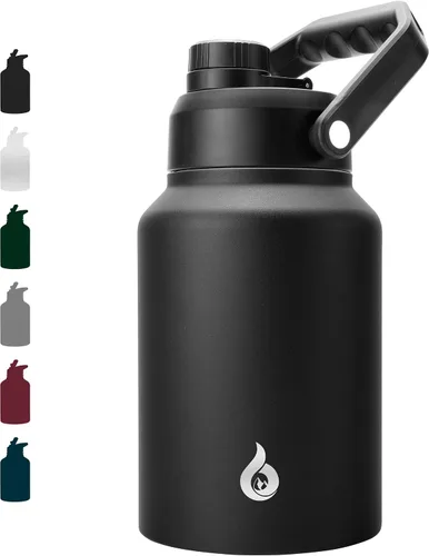 Vista 35 de BJPKPK Botella de agua aislada de un galón (128 onzas), de acero inoxidable, apta para lavavajillas, jarra sin BPA con mango ergonómico y parte
