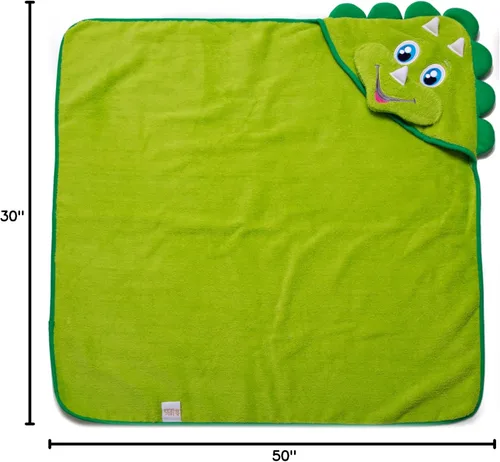 Vista 7 de Little Tinkers World Paquete de toallas con capucha prémium para bebés y niños, diseño de dinosaurio, 1 toalla para bebé y 1 toalla para niños