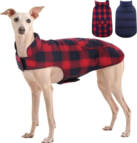 Vista 11 de Kuoser - Abrigo de invierno para perro reversible de estilo británico, abrigo de clima frío para cachorros, ropa resistente al viento, chaleco