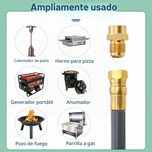Vista 6 de Manguera de Gas Natural Mejorada de 12 Pies y 1/2 Pulgada con Conexión Rápida para RV, Línea de Gas para Parrilla Exterior con Accesorios