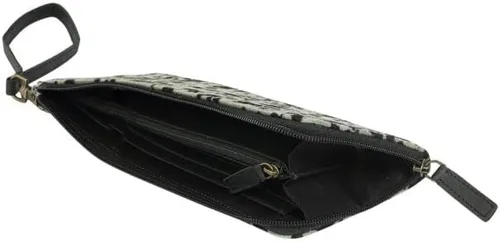 Vista 4 de Myra Bag Cartera de mano occidental para mujer - Pulsera de pelo en cuero, Negro Blanco