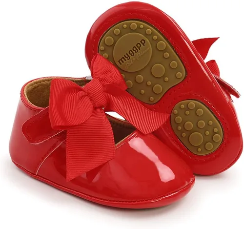 Vista 5 de Zapatos de bebé Mary Jane Flats antideslizantes con suela suave para bebés y niños pequeños, primeros caminantes, para fiestas, Navidad y vestidos