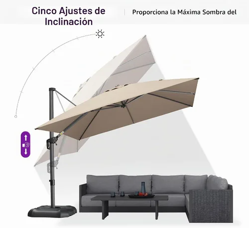 Vista 701 de PURPLE LEAF Paraguas al aire libre con base 8' x 8' protección solar verde Manzana Verde (Apple Green)