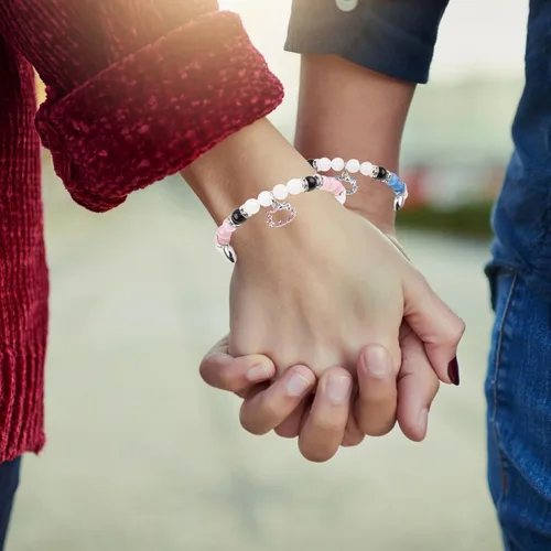 Vista 110 de 2 pulseras magnéticas para parejas, piedra natural negra mate, cristal para votos de amor eterno, juego de pulseras de cuentas de piedra de energía