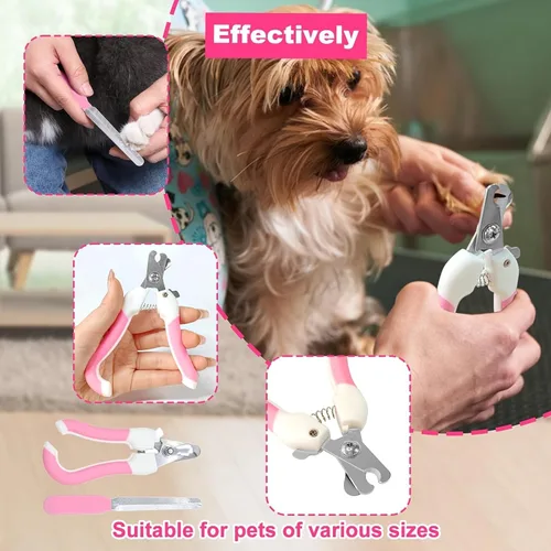 Vista 4 de 10 in 1 Pet Grooming Kit Dog Cat Self Cleaning Slicker Brush Set with Nail Clipper File Flea Comb Finger Toothbrushes for Small Pets