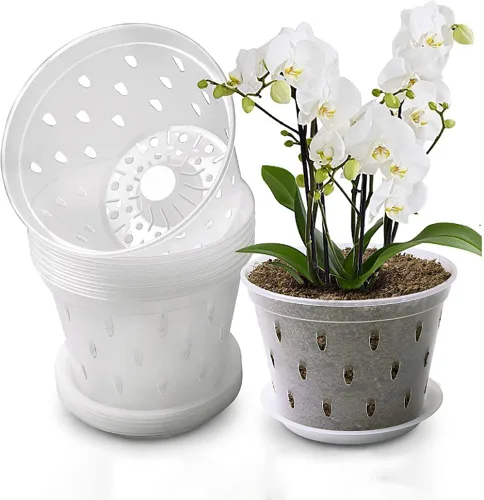 Vista 2 de 4 macetas de plástico transparente de 4.3 in para orquídeas, macetas pequeñas de jardín transparentes, macetas de inicio de semillas con agujeros