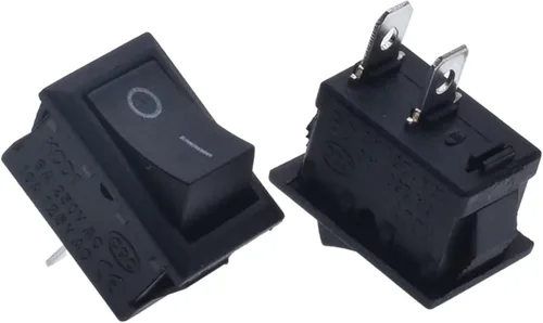 Vista 2 de Rocker Switch 10pcs KCD1-101 Rocker Power Switch 6A250V 10A125V Button Switch SKPT 2 feet 15 * 21mm on/Off Control Switch Black ON-Off, Gris