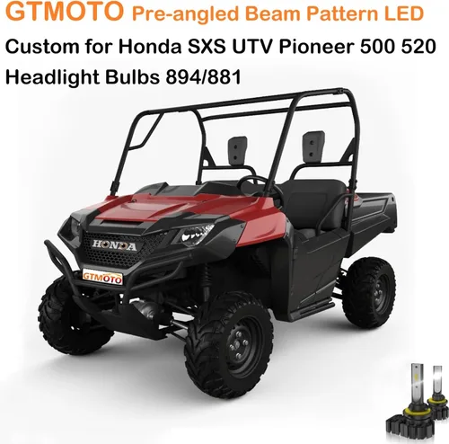 Vista 3 de para 2014-2019 2020 2021 2022 2023 2024 Honda Pioneer 500 520 700 700-4 Bombillas de faro 894/881, 6000K Luz blanca brillante y potente