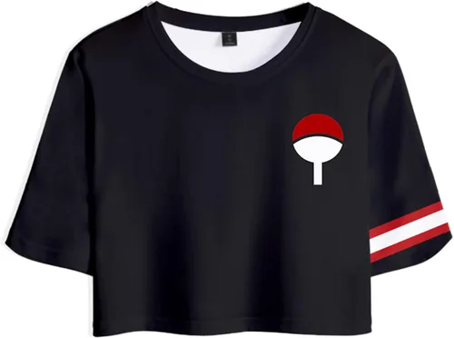Vista 2 de Uasialuot Anime femenino ombligo corto camiseta y pantalones cortos conjunto niña anime cosplay ropa novedad anime femenino traje de manga corta