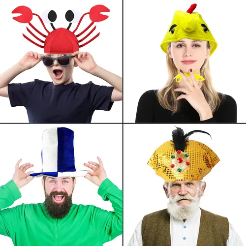 Vista 6 de 12 sombreros divertidos surtidos para fiesta loca para adultos y adolescentes, accesorios de cabina de fotos, accesorios de disfraces