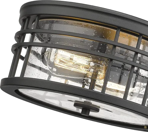 Vista 2 de zeyu ZW01-F BK - Lámpara de techo de montaje empotrado, 2 luces, para cocina, pasillo, 12 pulgadas, acabado negro con vidrio semillado, ZW01-F BK