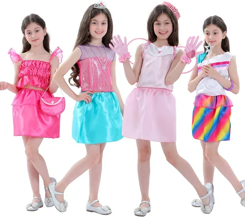 Vista 2 de Jaja Princess Dress Up Costume Sets for Little Girls Birthday Halloween Theme Party Toddler Edades 3-6yrs
