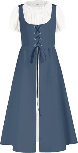 Vista 25 de Scarlet Darkness Vestido renacentista para niñas, disfraz de princesa medieval de dos piezas, 7-14 años