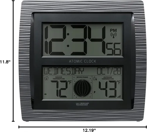 Vista 8 de La Crosse Technology BBB86118-INT Reloj digital atómico curvo con fase lunar y temperatura