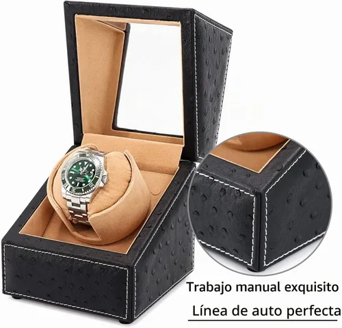 Vista 3 de Bobinadora automática de reloj individual para Rolex y otros relojes de lujo, enrollador automático con motor silencioso, exterior de cuero