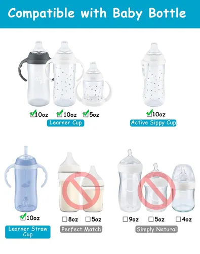 Vista 6 de Kit de conversión de boquilla suave para copa de aprendiz NUK, kit de transición para niños pequeños con boquilla de silicona para sorber, popote