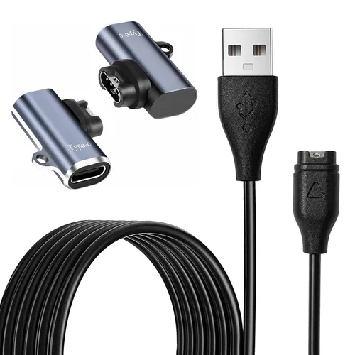Vista 8 de Cable de carga para Garmin Watch, cable de carga USB de 3.3 pies con 2 conectores adaptadores de cargador para Garmin Fenix 5 5S 5X 7 7S 7S