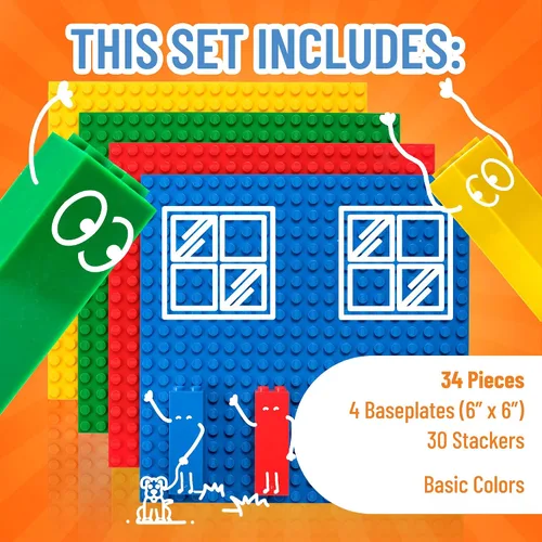 Vista 3 de Strictly Briks - Torre de juguete de 6 x 6 pulgadas - 132 piezas (placas base y ladrillos)