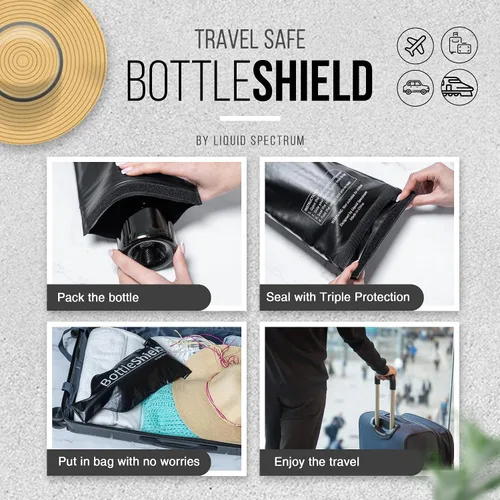 Vista 3 de Bottle Shield - Bolsa de viaje reutilizable con protector de vino (paquete de 6) – Traje de envoltura con amortiguación de burbujas, funda