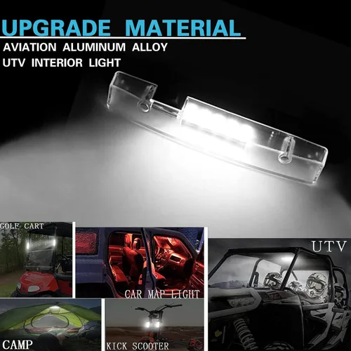 Vista 6 de Luz universal de cúpula UTV de 12 V, montaje en barra enrollable, luz LED para UTV Polaris RZR Can Am Talon Kawasaki carrito de golf, barco, cabina