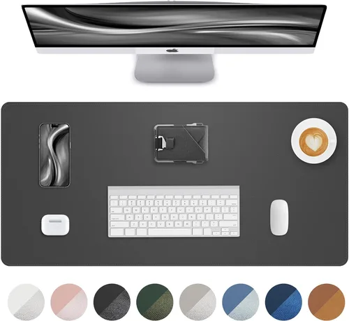 Vista 23 de Tapete protector para escritorio y mouse, antideslizante, de piel sintética, tapete impermeable de escritura para laptop, para oficina y hogar