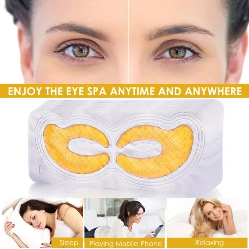 Vista 4 de Parches dorados de hidrogel para ojos, almohadillas de gel de colágeno para debajo de los ojos, reduce las arrugas, ojos hinchados, ojeras, bolsas