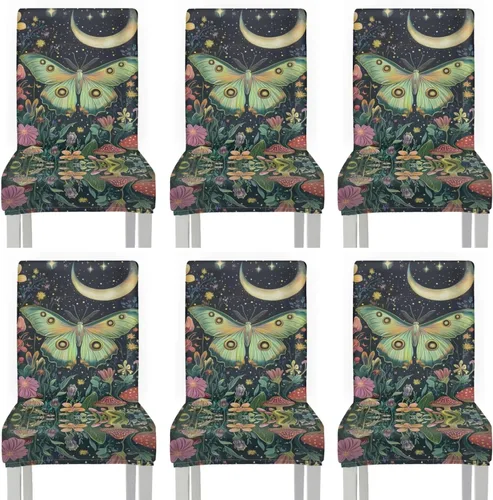 Vista 17 de Rnyleeg Juego de 1 fundas de asiento de comedor con estampado de flores azules para sillas de comedor, fundas protectoras suaves y lavables
