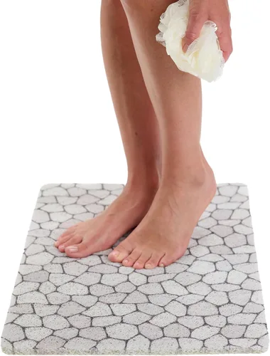 Vista 112 de Enkosi Alfombra de ducha antideslizante Loofah para suelos de ducha, bañera, baños, zonas húmedas, alfombrilla de baño acolchada con agujeros