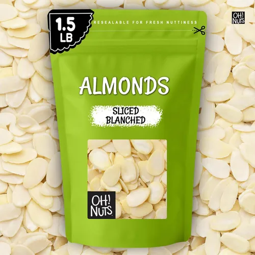 Vista 8 de Oh! Nuts - Almendras crudas en rodajas de 1.5 libras, sin sal, calidad premium Raw almonds sliced - Blanched almond slivers, unsalted almonds
