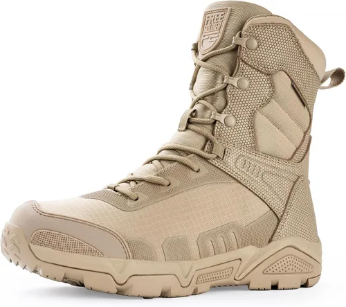 Vista 7 de FREE SOLDIER Botas tácticas militares para hombre, impermeables, botas de trabajo para senderismo, botas de combate duraderas