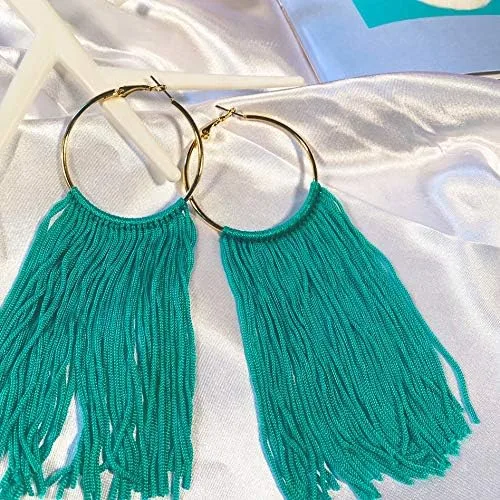 Vista 4 de Coiris Aretes colgantes con borlas para mujer