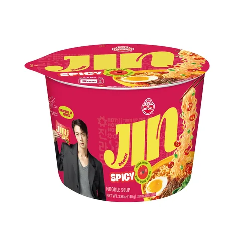 Vista 2 de OTOKI Jin Ramen - Cuenco picante – Auténticos fideos instantáneos coreanos con caldo de hueso de res cocido a fuego lento de 13 horas, sabor audaz