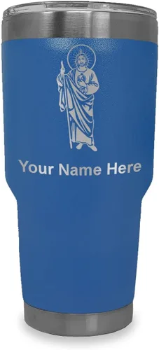 Vista 20 de LaserGram Vaso aislado al vacío de 20 onzas, Saint Jude, grabado personalizado incluido (negro)