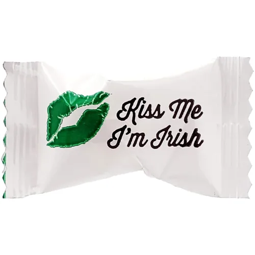 Vista 5 de Caramelos de menta irlandesa de San Patricio, paquete de 55 mentas después de la cena, caramelo de mantequilla y menta, diseño de leprauchan verde
